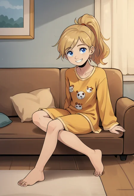score_9, score_8_up, score_7_up, score_6_up, score_5_up, 1girl, solo, full body,
(source_cartoon),
<lora:Riley Ander (Inside Out) - Gnsisir Style:0.9>
Riley_Ander_Gnsisir, blue eyes, dirty blonde hair, ponytail, smile, happy,
pajamas,
indoors, couch,
<lora:Expressive_H:0.7> Expressiveh,
<lora:add-detail-xl:0.9>
<lora:light:1> neolight