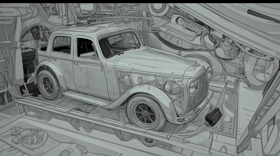 Car, masterpiece, oil:paint, line art  <lora:colorify:0.8> <lora:sakuemonq:0.8> <lora:intricate_details:0.8> intricate_details_xl
