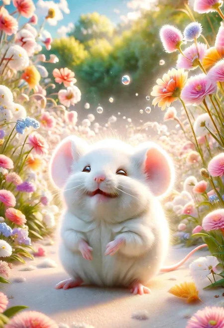 ral-fluff,<lora:ral-fluff:1>,
masterpiece,best quality,original,official art,cute mice, purple flower,background,cartoon rendering,beautiful detailed glow,(detailed ice),beautiful detailed mice ,sunny, flower, happy, big grin, mice drive with little car