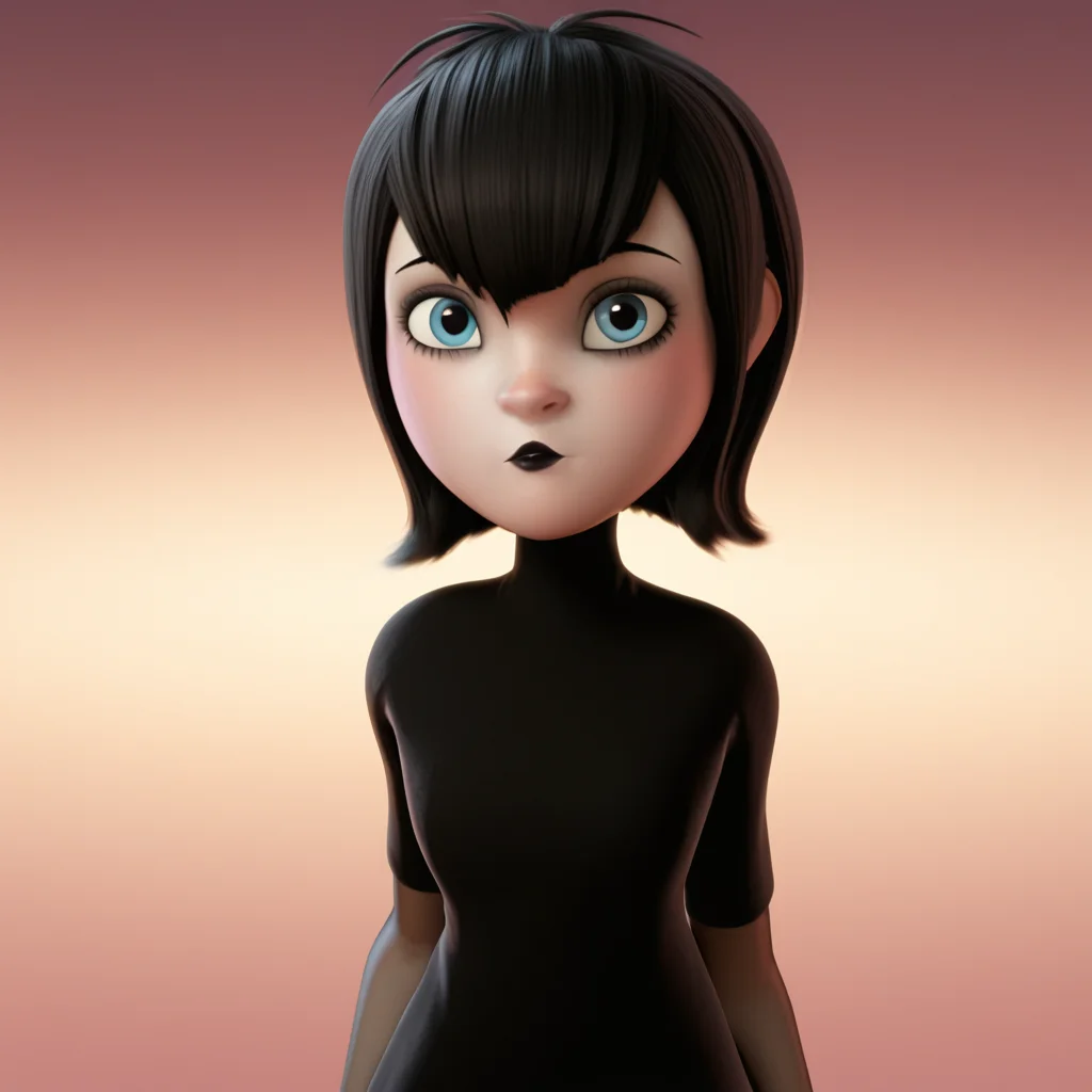 score_8_up, BREAK, MAVISDRACULA, 1girl, solo, black hair, short hair, blue eyes, lipstick, black dress, cowboy shot, <lora:MavisDracula_PXL_Leaf1:1>, gradient background, looking at viewer, CGI, 3d,