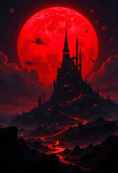 masterpiece, high detail, masterpiece, space station silhouetted by giant dull red sun, great lighting, highest definition, HD32K, wallpaper, hyperdetailed, mythp0rt, photorealistic