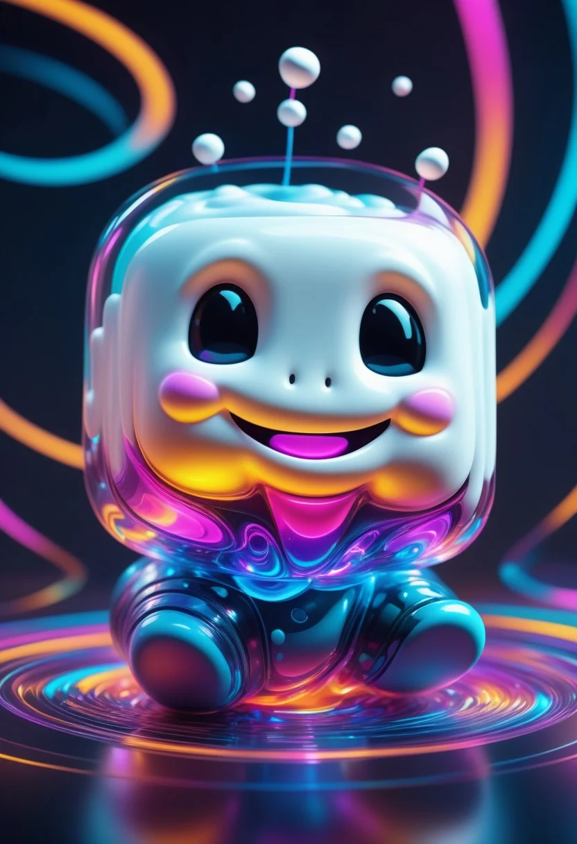 a happy marshmallow made out of Jed-CyFut , full of details , positive emotional