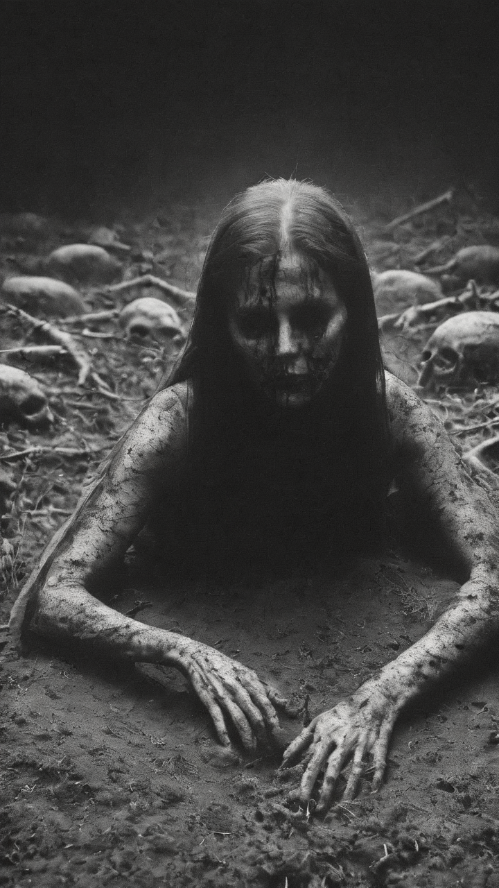<lora:DarknessAI:1.2> a woman crawling from the grave DarknessAI