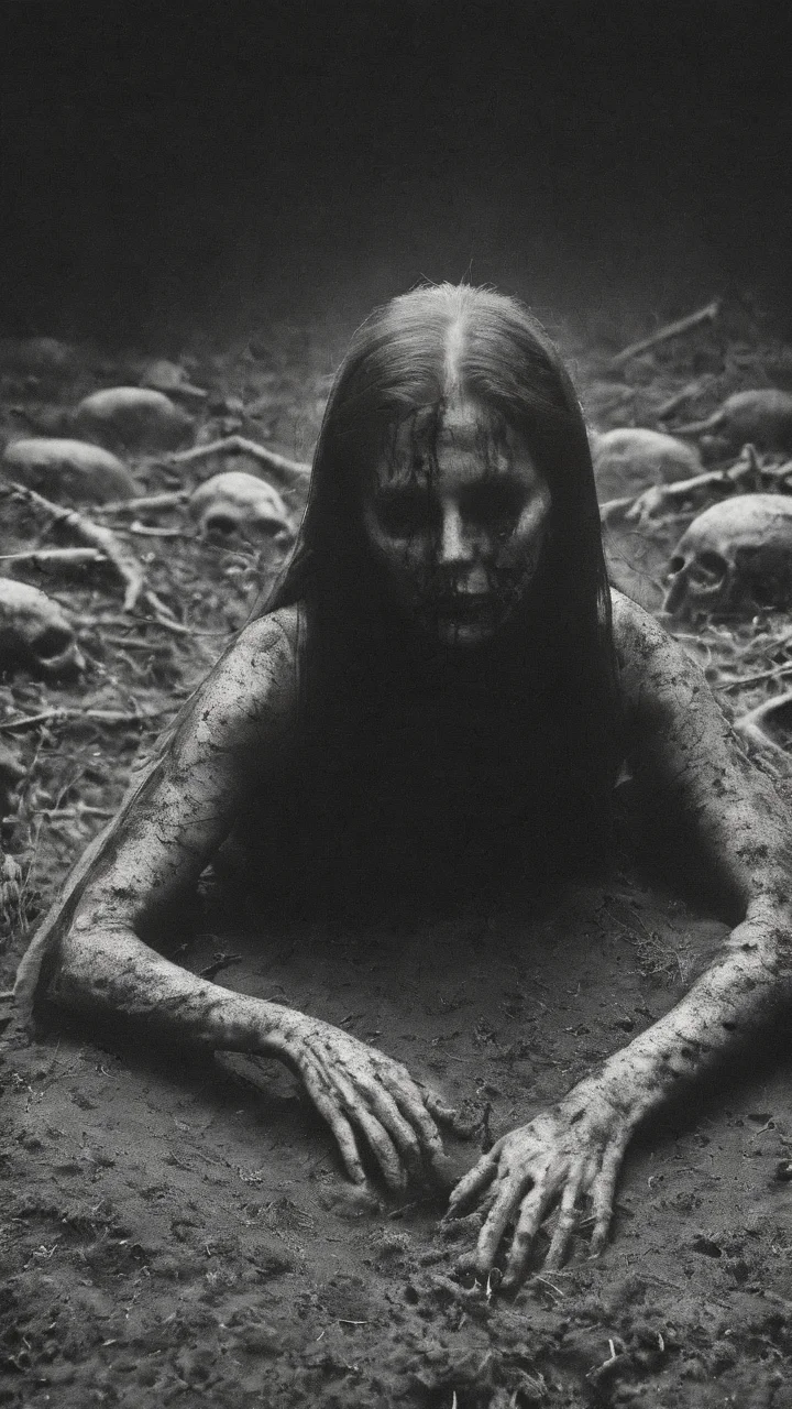 <lora:DarknessAI:1.2> a woman crawling from the grave DarknessAI