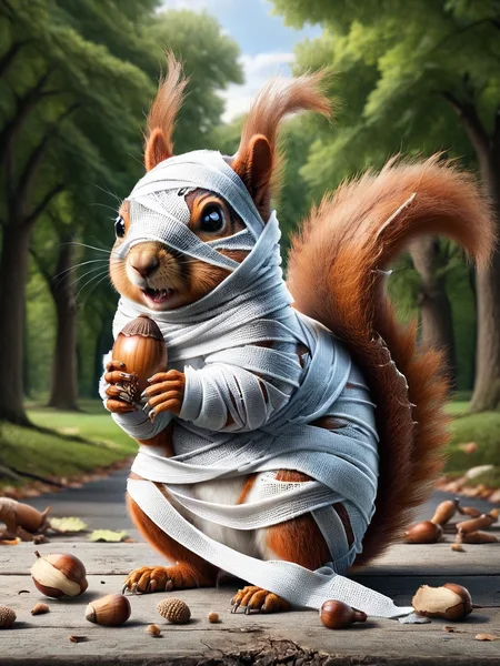 A squirrel frantically trying to open an ais-bndgs acorn <lora:ais-bndgs-sdxl:1>