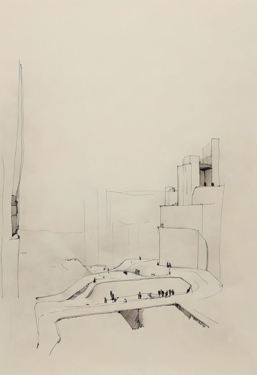 a professional hand sketch of architecture,
(POV view , DOF, first people view from the entrance, low angle shot:1.4),
(Ancient civilization, Alien Prometheus movie scene, dune movie scene:1.5), (The colonial city of the future, in the mist-filled Grand Canyon, on an unknown Earth-like planet, 2 moon on sky, Spaceship flight connects colonies, waterfulls:1.3), (Machu Picchu, a mountain settlement, incredibly spectacular:1.2), (Mario Botta:1.3), (avant-garde, future, reality, science fiction, photorealistic), (modern architecture:1.2), White limestone with black granite, fountain, waterfall, landmark, square, path, narrow street,
(Large Files, Ultra Realistic, 8K, 16k, FHD, HD, VFX, Perfect, Photography, composition, Architecture Sales Photography, Architecture Competition, Ultra High Resolution, Cinematography, High Resolution Image:1.1), (dramatic lighting, direct sunlight, ray tracing, clear shadow:1.2),  (real landscape:1.1), (blurred background:1.0), (urban background, more_details) ,
great lighting, extremely detailed, hillscastel, Neo Classic, Architecture sketch