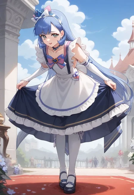 core_9, score_8_up, score_7_up,
BREAK source_anime,best quality,masterpiece, rating_safe, 1girl, solo,
BREAK <lora:nyammy.pony:1>, nyammy, large breasts,
BREAK <lora:maid_Pony_V1.0:1> ((jyojifuku,frills)),((kneehighs)),((apron)), long skirt,
hold bowing, leaning forward, <lora:skirt_hold_bowing_d16:1>
indoors, palace, sky, clouds, looking at viewer, dutch angle, full body,