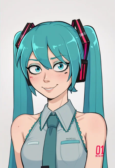 <lora:shadmancomic-guy-PONY-DORAv1:1>, shadcom, score_9, score_7_up, 1girl, solo, portrait, looking at viewer, hatsune miku