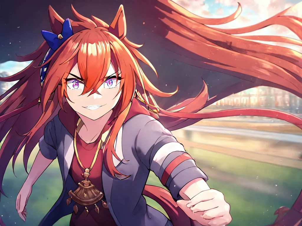 1girl,masked_sankanba,(umamusume),horse tail,horse ears,perfect anatomy,illustration,an extremelydelicate and beautiful,
masterpiece,newest,absurdres,best quality,Cinematic Lighting,colorful,highres,solo,long hair,eyes visible through hair,hair between eyes,
looking at viewer,<lora:masked_sankanba-XL_v001:1>,run land track,