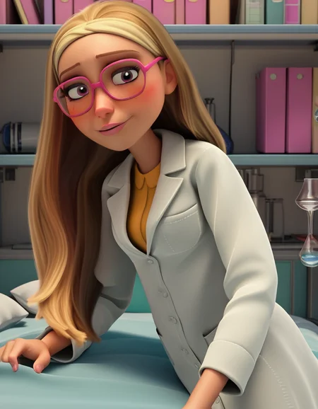 score_9, score_8_up, score_7_up, source_anime, <lora:honey-lemon-movie-ponyxl-lora-nochekaiser:1>, honey lemon, long hair, blonde hair, 3d,, glasses, pink-framed eyewear, coat, labcoat, white coat,, indoors, bed, bed room, on side, blush, drunk, looking at viewer, solo,, cowboy shot, dutch angle