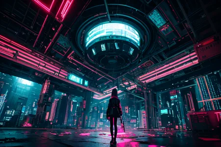 highly insanely detailed, masterpiece, top quality, best quality, highres, 4k, 8k, RAW photo, (very aesthetic, beautiful and aesthetic),
tsutomu nihei,nihei_tsutomu,blame!,blame gakuen!,abara,TNstyle,sidonia_no_kishi,(lab),star \(sky\),starry sky,bridge,tentacles,buildings,concrete walls,metal walls,dome,wire,empty,futuristic,dystopia,destroyed,dark background,no human,
<lora:ABARA:0>,
(1girl:1.3),
solo focus,
neon black background,neon magenta background,neon orange background,(colored digital glitch background,colored confetti background,fluorescent background),âââ