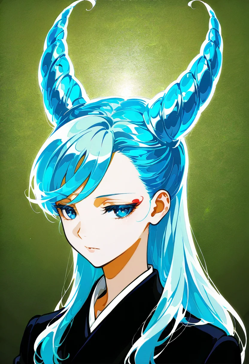 1girl, solo,ikeda ruriko,hair horns,