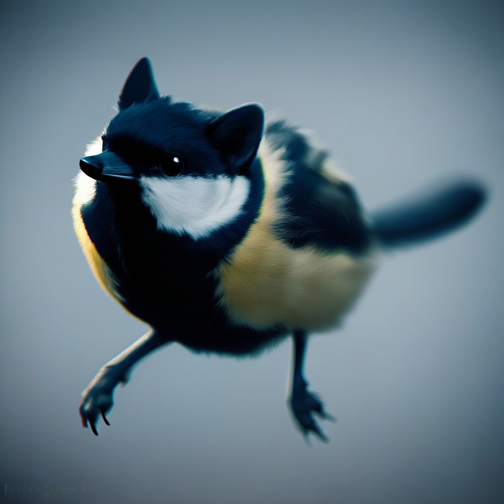 score_9, score_8_up, score_7_up, pikaole no humans animal focus, (great tit:1.05), fur, full body solo blurry background, cute rating_safe source_furry, (dynamic pose:0.5), pikaole, source_photorealistic