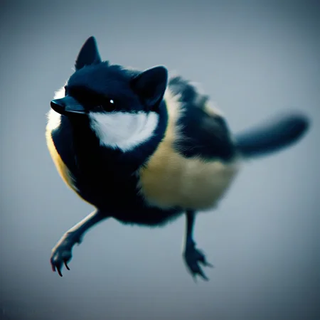 score_9, score_8_up, score_7_up, pikaole no humans animal focus, (great tit:1.05), fur, full body solo blurry background, cute rating_safe source_furry, (dynamic pose:0.5), pikaole, source_photorealistic