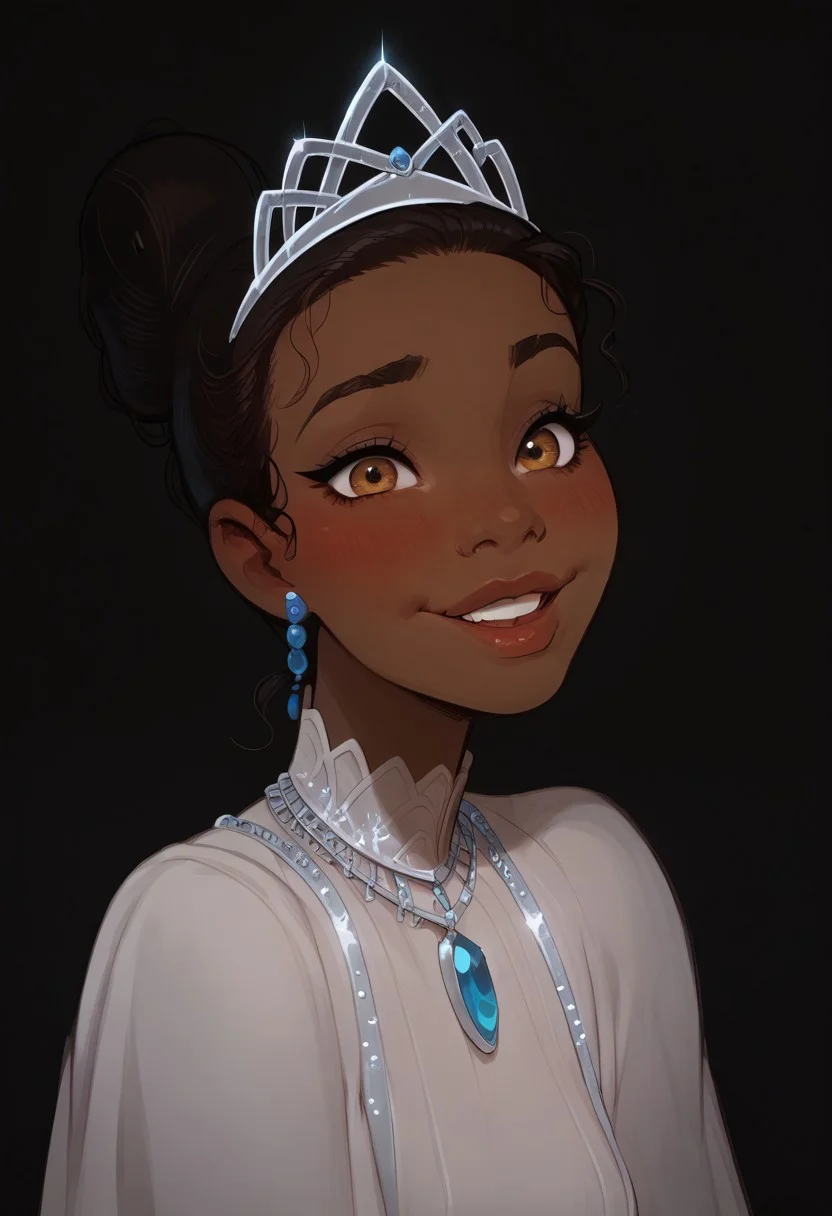 score_9, score_8_up, score_8. score_9, score_8_up, score_7_up, score_6_up, masterpiece, 4k, high quality, (best quality:1.1), ExpressiveH, close up
1girl, TianaXLP, hair bun, dark-skinned female, tiara, medium breasts, blushing, looking at viewer, smiling, g0dd3ss, white dress
green background