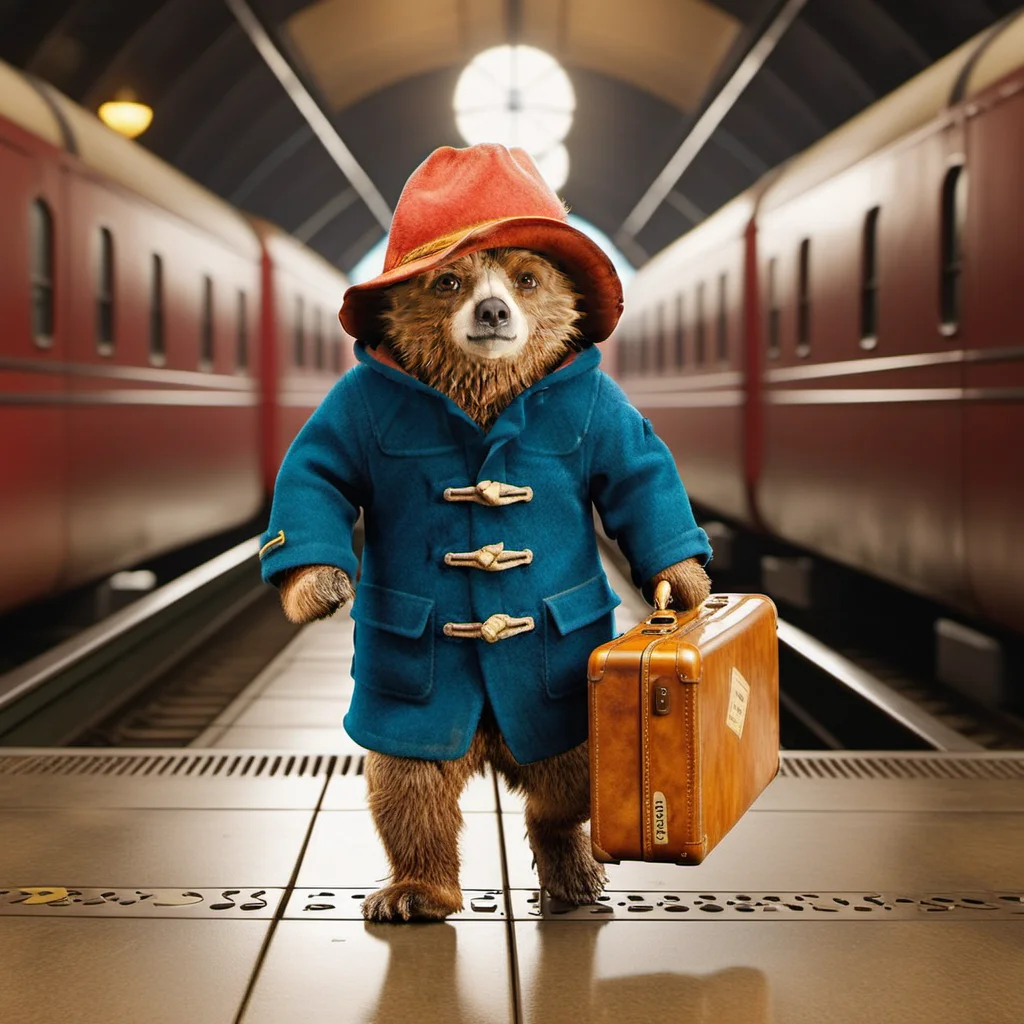 Paddington1024, a bear with a suitcase, trainstation plateform, highly detailed, photography, ultra sharp, film, bokeh, professional, 4k  <lora:add-detail-xl:1.5> <lora:Paddington1024:0.8>
