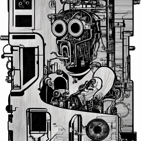 black and white, photorealistic intricately detailed comic book art by award winning line artist, of a steampunk scientist stepping stepping through a magical portal, black and white ink, epic cinematography