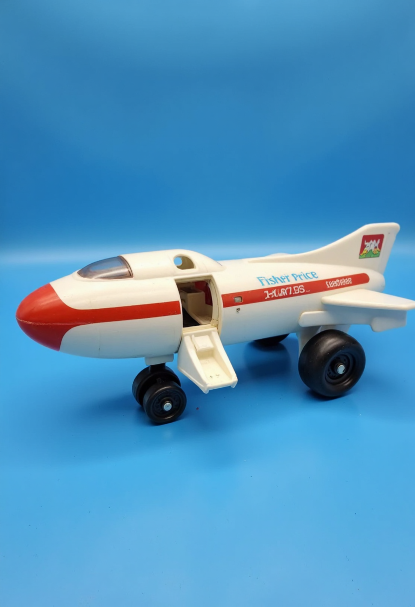 80s fisher price version of a Boeing B-29 Superfortress, FP80S style, fisher price 80s style