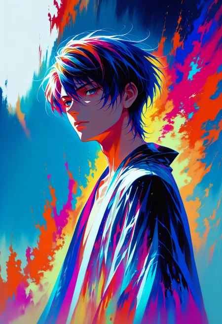 masterpiece, best quality, good quality, newest, highres, incredibly_absurdres, dramatic angle, Storytelling visuals, From the Feudal Era, this image featuring a "The (1boy:1.5) , short hair, male, solo, dynamic elegant pose, of Secrets", glo-fi art style, (minami_ (colorful_palette) :1.2) , daring <lora:pony\sdxl_lightning_8step_lora.safetensors:1.0:1.0> <lora:add-detail-xl.safetensors:1.0000000000000002:1.0000000000000002> <lora:illu\enhance\ppw_v7_Illuv1.0.safetensors:1.0000000000000002:1.0000000000000002> <lora:pony\subjects\charactor\Grant_Branner-000009-duc.safetensors:0.4000000000000001:0.4000000000000001>