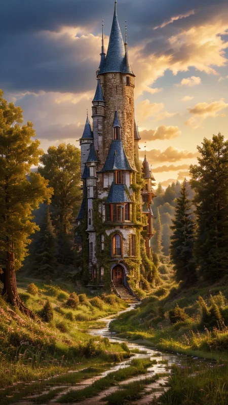 realistic analog photo, award winning photo,
<lora:Wizard_Tower:0.75> witow, castle, cloud, cloudy sky, grass, no humans, scenery, sky, tower, tree, <lora:Fantasy_Mountains:0.75> fanmou, footprints, forest, grass, nature, no humans, outdoors, sky, tree,
RAW, highres, 8k, uhd, High Dynamic Range, tonemapping, crisp details,