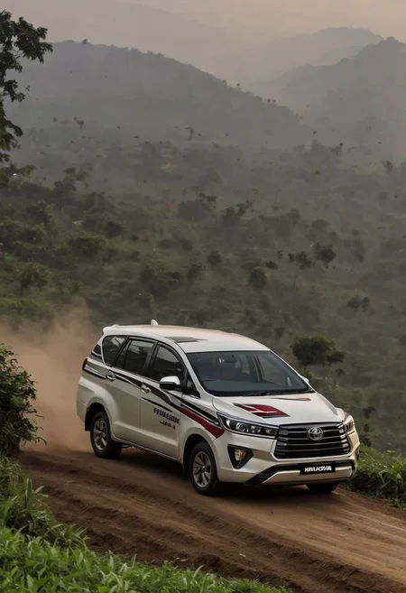 Toyota Innova, morning dawn, hill climb