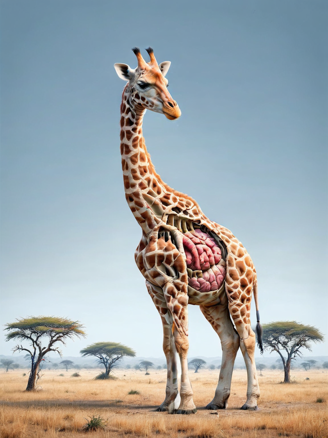 ais-xsection giraffe, in the african savannah <lora:Cross_Section_Style_SDXL:1>