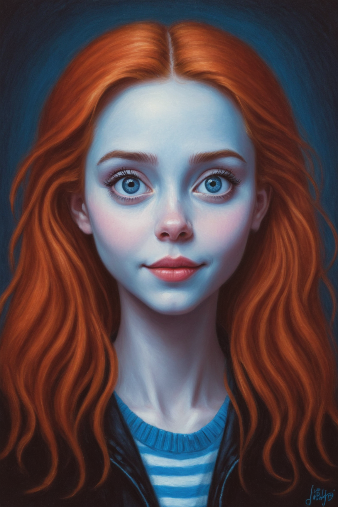 by Jeff Easley and Tim Burton in the style of Cory Loftis, cute fit 18 year old woman, digital oil pastel on canvas<lora:oil_pastel:1.00> of a cinematic photo <lora:juggernaut_cinematic:1.00>