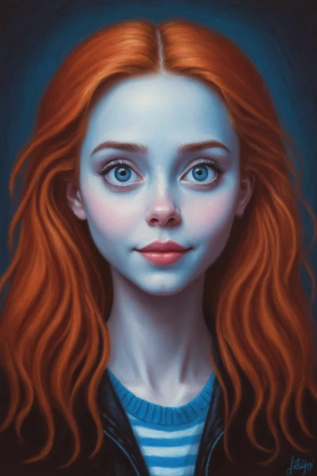 by Jeff Easley and Tim Burton in the style of Cory Loftis, cute fit 18 year old woman, digital oil pastel on canvas<lora:oil_pastel:1.00> of a cinematic photo <lora:juggernaut_cinematic:1.00>
