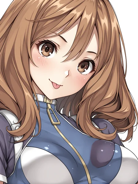 masterpiece,best quality,newest,
1girl,solo,
<lora:rail_clave_ilxl_v1.2:1>,rail_clave,brown hair,brown eyes,r_suit,short sleeves,leotard,zipper,thigh strap,<lora:Fixhands_anime_bdsqlsz_V1:1>,looking_at_viewer,light_blush,cinematic_angle,looking_at_viewer,white_background,simple_background,upper_body,face_focus,portrait,from_back,looking_back,;p,