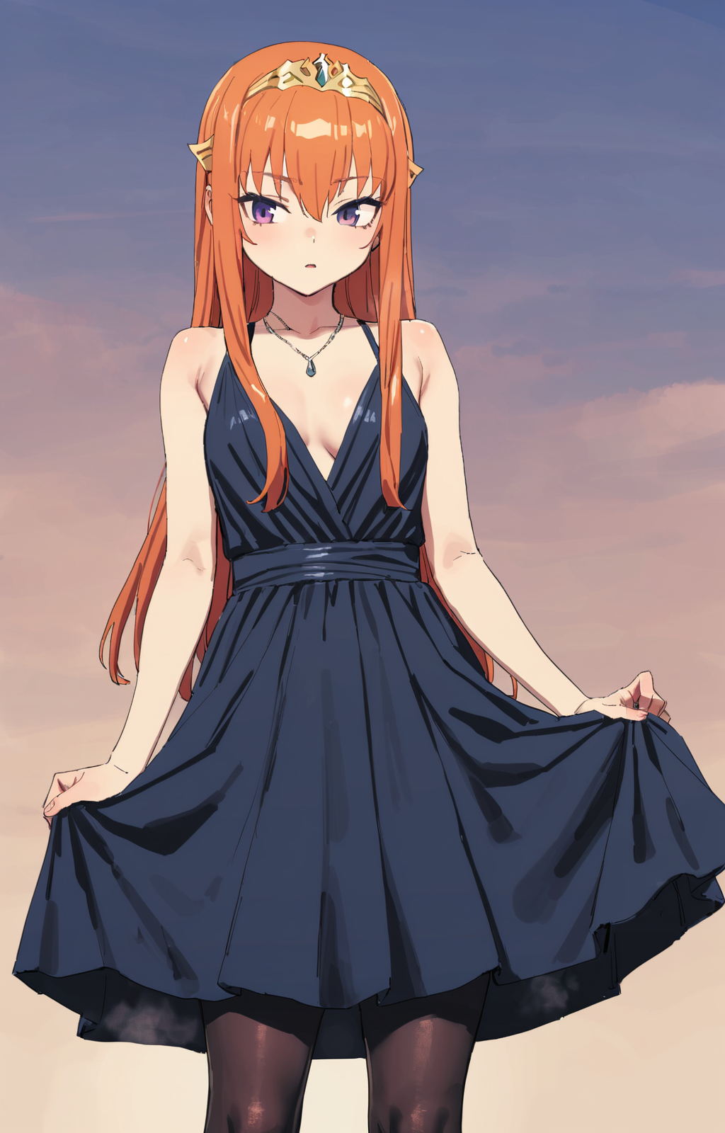 masterpiece, best quality, General, 1girl, solo, Maya Cordelia, tiara, black pantyhose, evening gown, by sincos, by pumpkinspicelatte, by ohlia, by bee \(deadflow\), <lora:Maya_anV31-000076:0.5>,