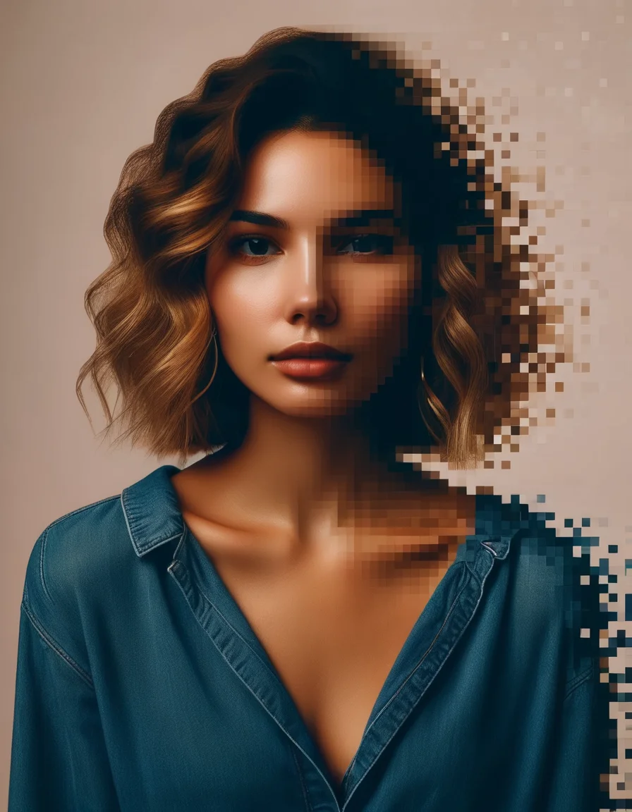 <lora:Aether_Pixel_v1_SDXL_LoRA:1> photo of a woman dissolving into pixels