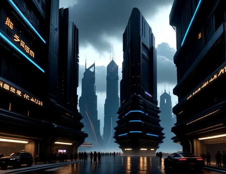 score_9, score_8_up, score_7_up,
<lora:Dystopian_Future_(Architecture)_(SDXL)_(AD):1> Dystopian Future, monumental architecture, architecture, city, cityscape, scenery, building, skyscraper, future, scifi, science fiction,  
8K, In'ei, chiaroscuro, rim lighting, perfect depth of field shot, beautiful, sharp focus, crisp details, subsurface scattering and reflections, god rays, ray tracing, 
idealized city, wide boulevards, busy city center, large plazas, plazas, photographic anime clouds and haze, dark rainy overcast skies, black clouds, abysmal haze, photographic realism, buildings, skyscrapers, metropolis, 8K CGI render, oppressive scale of architecture, black titanium, science fiction masterpiece, river, 
BREAK zPDXL, zPDXLxxx, <lora:sdxl_lightning_8step_lora:0.4> <lora:detailed_notrigger:0.5>