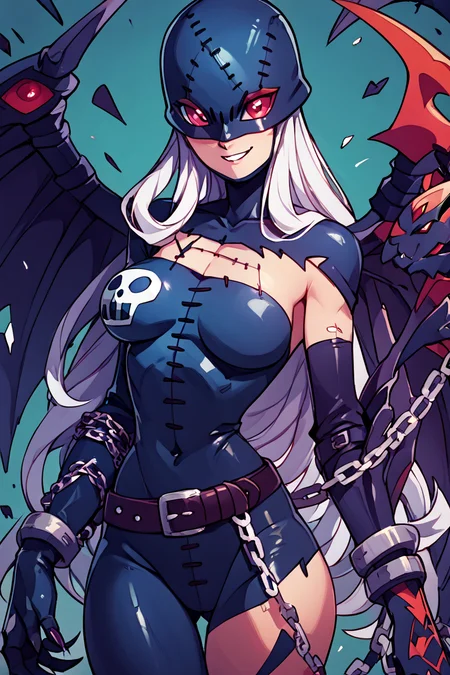 score_9, score_8_up, score_8, medium breasts, (curvy), cute, eyelashes, BREAK, , zzLadyDevi, chain, belt, stitches, claws, gloves, wings, asymmetrical clothes, bodysuit, <lora:LadyDevimon_Digimon_PDXL:0.8>, , BREAK, wide hips, smile, looking at viewer, cowboy shot, ,,, embedding:zPDXL, Expressiveh, ,,, <lora:SweetCAT_PDXL:1.0>, <lora:SDXLFaeTastic2400:0.5>, <lora:Expressive_H-000001:0.4>,