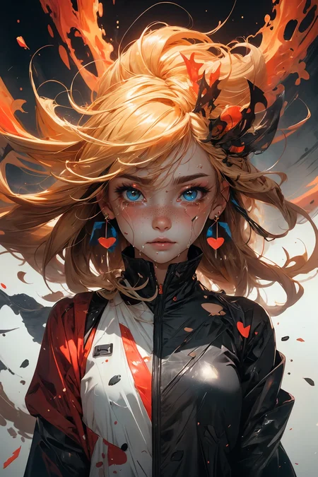 blond hair, long hair, freckles, earrings, 
(upper body:1.1), particles, sparkles, flames, tears, (crying:1.1), (wet face:1.1), 
(torn clothes:1.2), abstract, 
bangs, hearts, 
<lora:more_details:0.3>
 <lora:Cosmic anime-oil fusion v2:0.3> 
<lora:AnimeVibesV3:0.25> animevibes, 
<lora:3DMM_V11:0.35> 3DMM 
<lora:midjourney_20230624181825:0.35> midjourney ,
 <lora:LAS:0.4> (colorful:1.1), 
<lora:msw_locon-t2:0.3>
 <lora:wuxia2:0.4> gu, shiny, shiny hair, shiny skin, shiny clothes