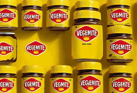 VegemiteArt, Beatles album cover by Peter Marks, Surrealism, Pop Art, Jars of Vegemite on a Yellow Submarine, OseaDuskIsland CS-OBG , 1960s album cover art, Vegemite spread memecore art FobEnd