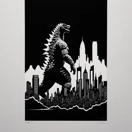 PStyl3, cityscape, negative space, godzilla, abstract, <lora:Maximalist_Drawing_BW-000014:0.7>