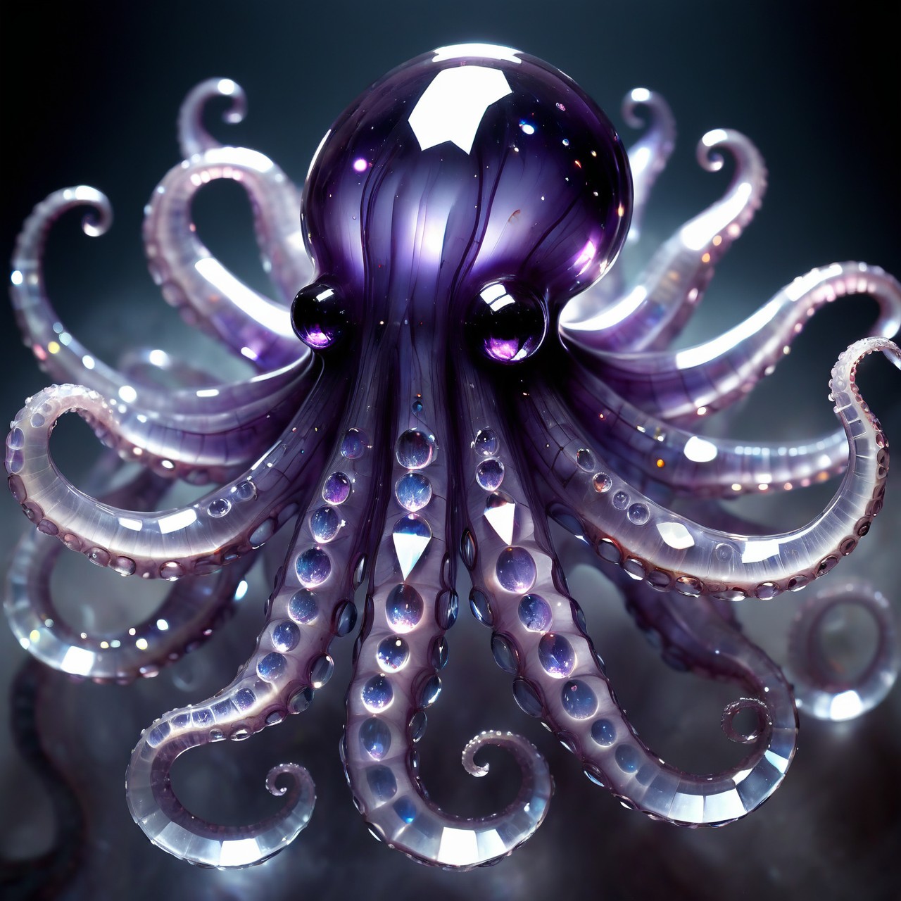 cs-cr1stal-v2 voronoi amethyst giant octopus, white wire edging, dw01-3400