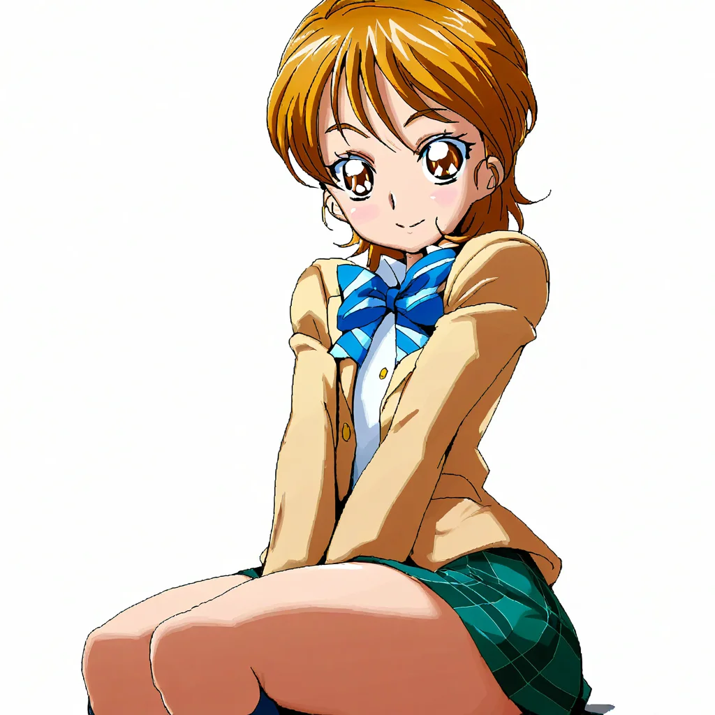 masterpiece, best quality, amazing quality, very aesthetic, absurdres, (3d:0.4), limited palette,
<lora:isu:1>, break
futari wa precure, misumi nagisa, 1girl, solo, blazer, blue bow, bow, bowtie, brown eyes, brown hair, brown jacket, jacket, oekaki, plaid, school uniform, short hair, sitting, smile, solo, striped bow, striped bowtie, striped clothes, verone gakuin school uniform,