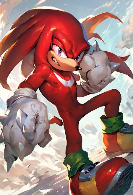 score_9, score_8_up, score_7_up, score_6_up, knuckles the echidna, solo, male, gloves, shoes, posing