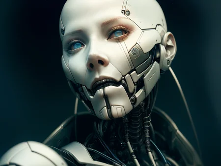 (cybernetics by emb-rrf2:1.17),(highly detailed:1.2),(best quality:1.2),(8k:1.2),sharp focus,(subsurface scattering:1.1),award-winning photography, (close shot:1.1),bald
(detailed futuristic workshop:1.0),(robotic skull:1.2),bleached bone, empty eye sockets, neon glow
(very detailed background:1.2),(sci-fi:1.2), knollingcase,(dreamlikeart:1.2),(hyperrealistic:1.2), dramatic lighting, by Jeremy Lipking Antonio J. Manzanedo greg rutkowski alphonse mucha wlop
