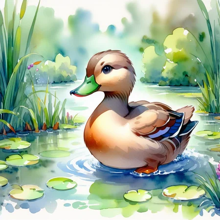 SoftWaterColors, a duck at a pond, BREAK
<lora:SoftWatercolors:1>