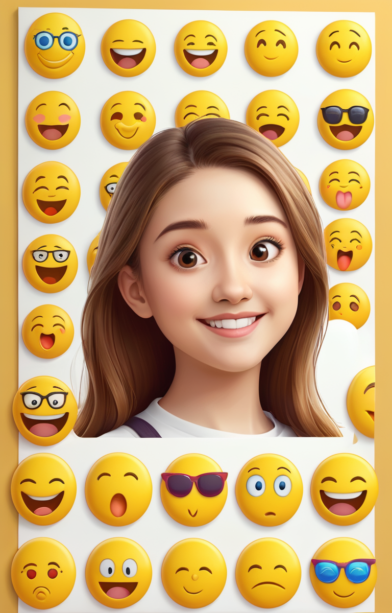masterpiece,best quality,<lora:tbh374-sdxl:0.6>,illustration,style of emoji,emoji sheet tech genius teenage girl