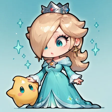 masterpiece, amazing quality, best quality, jrp_il, chibi, princess rosalina, luma