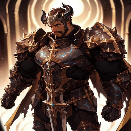 <lora:Vlad__Alchemist_Code-000005:.75> tagatamevlad, vlad_brunette, vlad_black eyes, 1boy, short hair, sideburns, mustache, beard, thick eyebrows, facial scar, cross scar, solo, male focus, manly, bara, muscular male, armor, horned helmet, breastplate, pauldrons, black shirt, gauntlets, cape, pants, armored boots,
<lora:pose_perspective:1>  perspective, blurry background, blurry foreground, {fisheye|profile, semi-profile|from above|from below}, ((cowboy shot)), 
(very short hair), male focus, muscular male, bara, mature, (glossy skin, bara, mature, facial hair,), facial hair, bara, mature,  aixiwuganda_(20222192), very awa, masterpiece, best quality, absurdres, newest, perfect quality, detailed background, intricate details,<lora:slider_Body Type_alpha1.0_rank4_noxattn_last:1><lora:Anime Summer Days 2 Style SDXL_LoRA_Pony Diffusion V6 XL:.6> <lora:slider_cfg_scale_boost:.7><lora:Artist6p:.55>, Artist6p, Artist04p,<lora:slider_il_brightness_slider_d1:-.5><lora:slider_il_contrast_slider_d1:-.5>,<lora:slider_contract_controller_illus01_v1:.3>,<lora:slider_DarkSlider1.2_alpha1.0_rank16_full_300steps:-.3><lora:Heavenly_Beauty_r1:1>, (heavenlybeauty,)<lora:slider_style_strength_controller_illus01_v1:.25>