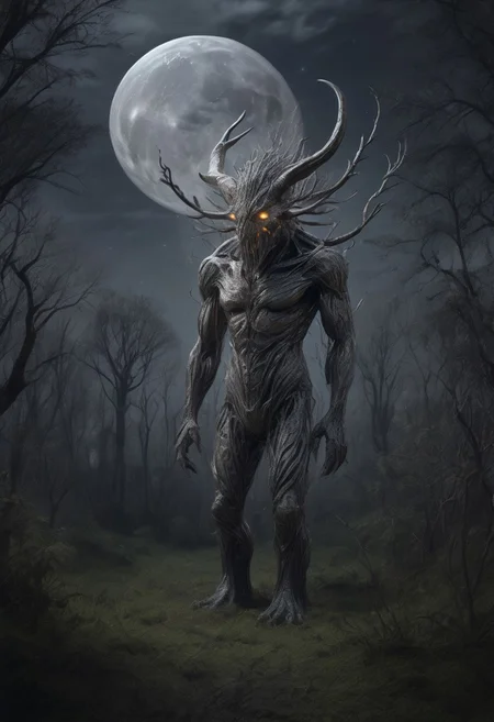 masterpiece,best quality,amazing quality,very aesthetic,absurdres,newest, huge filesize, absurd res,
pascaH, no face, monster, grey skin, wrinkly body, horns, full body, side view, claws, forest, nighttime, stars, moon, trees, clouds, grass, fireflies, beautiful, glowing, scenery, dream view morph,