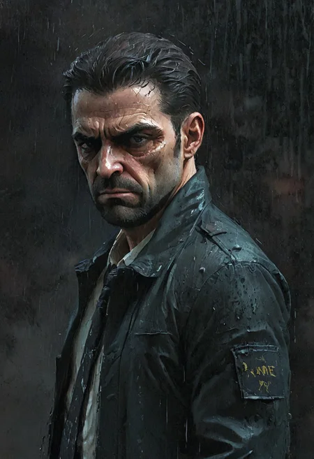 detailxl, high quality, artistic-strokes-style,
(dark artistic blank background:1.3)
(half body shot, looking at viewer, angry, dark:1.4),
(digital-painting, Portrait of Max Payne, rain:1.8),
(detective cop in jacket in new york street)