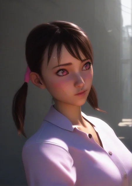 1girl, score_9, score_8_up, score_7_up, score_6_up, score_5_up, score_4_up, realistic, huge breast, 3d, blush, brown hair, looking to the side, medium hair, pink eyes, shirt, sketch, solo, sweat, twintails, upper body, white shirt,zPDXL3, zPDXLrl<lora:Street_Fighter_6:1>