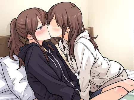 <lora:Yuna_Toomi_-_Illustrious:1> yuna toomi, sketch,
love, half-closed eyes, blush, multiple girls, 2girls, sitting, hood, yuri, pillow, bed, hoodie, faceless female, indoors, covered by blanked, green blanked,
masterpiece,best quality,amazing quality,