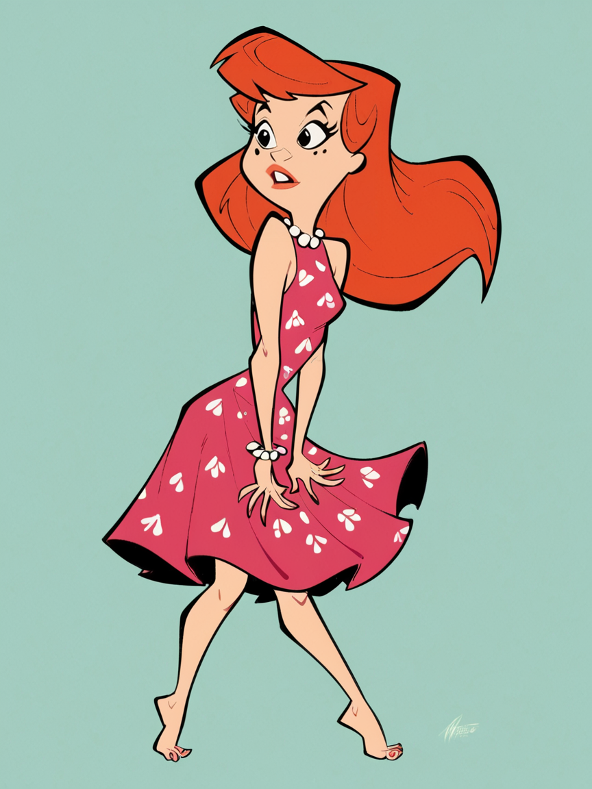 score_9, score_8_up, score_7_up, score_6_up,  <lora:fl1ntsXLP:0.9> fl1nts, barefoot, 1girl, red hair, dress, long hair,