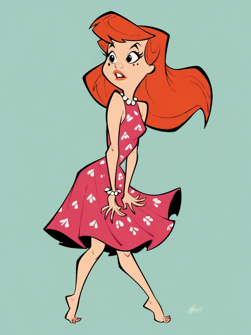 score_9, score_8_up, score_7_up, score_6_up, <lora:fl1ntsXLP:0.9> fl1nts, barefoot, 1girl, red hair, dress, long hair,